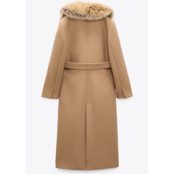 NWT Zara Italian wool faux fur collar belted coat bloggers fav - Picture 13 of 16